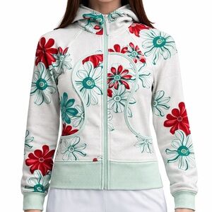 lululemon Scuba Hoodie Floral Zip Up Size 2 Logo